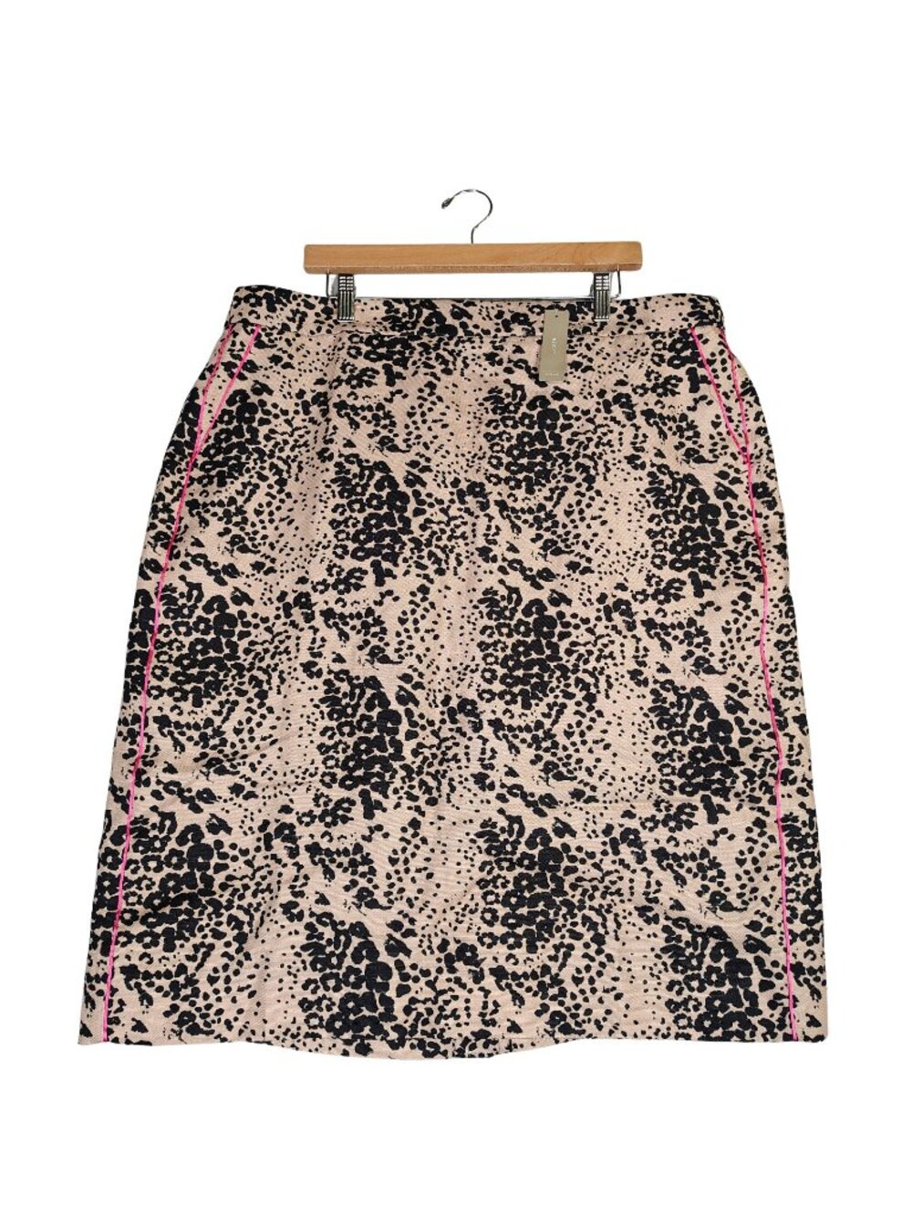 J.Crew Pencil Skirt Women's 20 Beige Black Leopard Print Linen Blend Preppy NWT